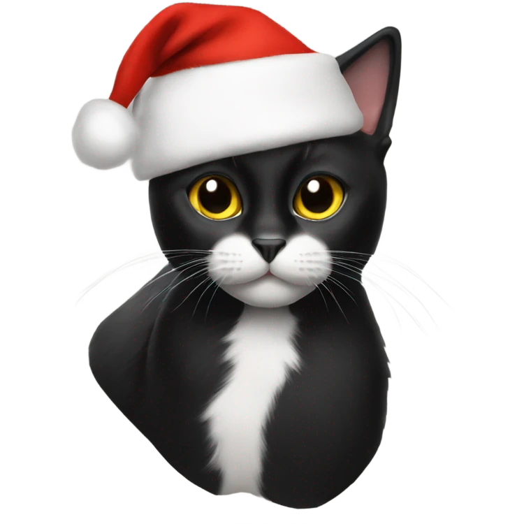 Black cat with Santa hat on  emoji