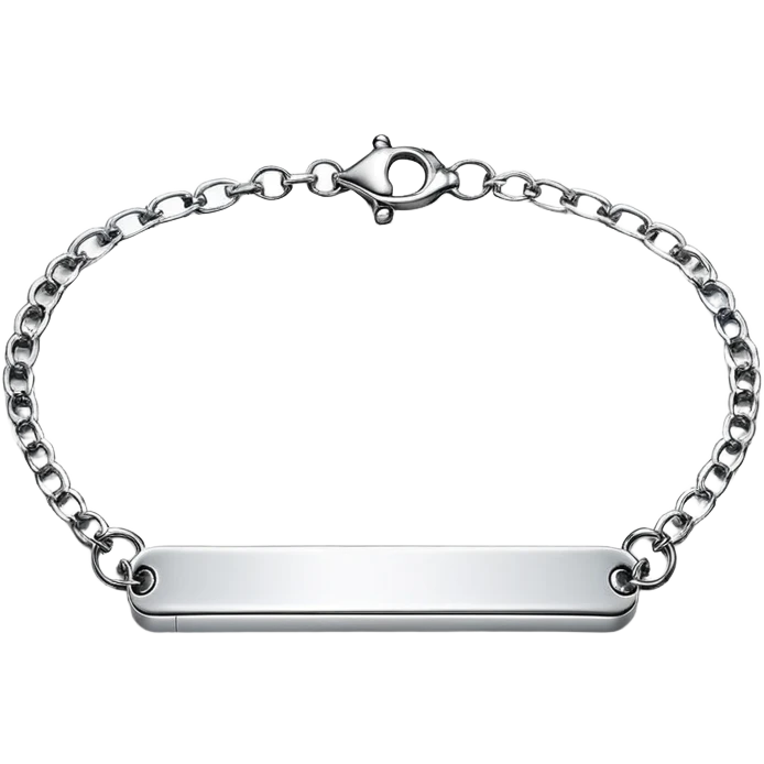Horizontal silver bar bracelet with chain  emoji