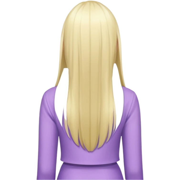 back view of a person, blonde with long straight hair, wearing pastel purple clothes, variation 2 emoji