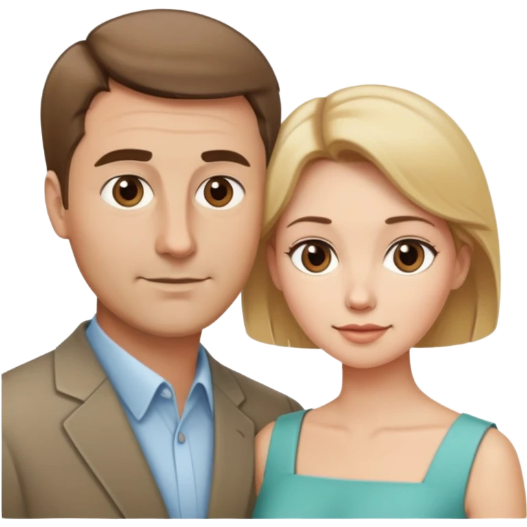 dad with short brown hair, wife with medium blonde hair emoji