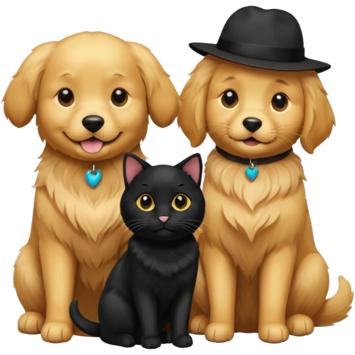 Golden retriever and black cat  emoji