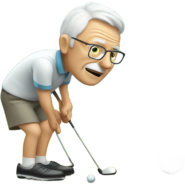 Elderly white male playing golf emoji