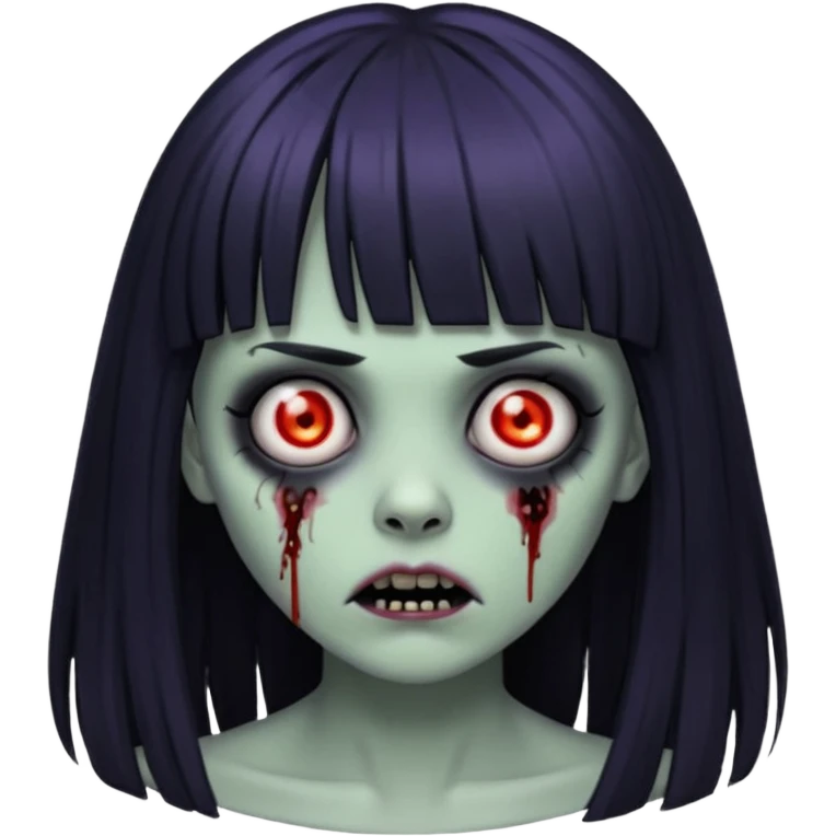 Faça uma zumbi com franja da subcultura gothc com o olho preto ela com o cabelo grande  emoji