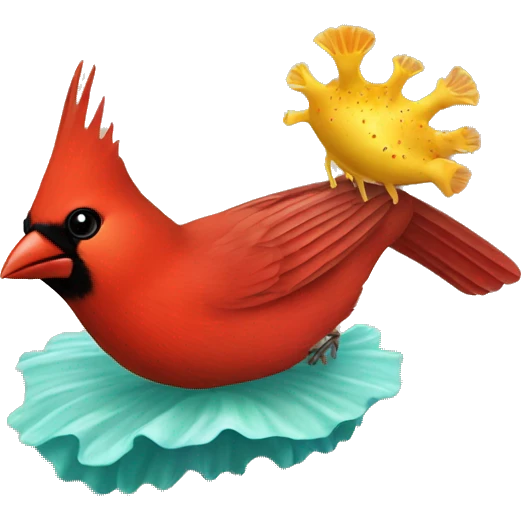Cardinal flying with sea slug on back emoji