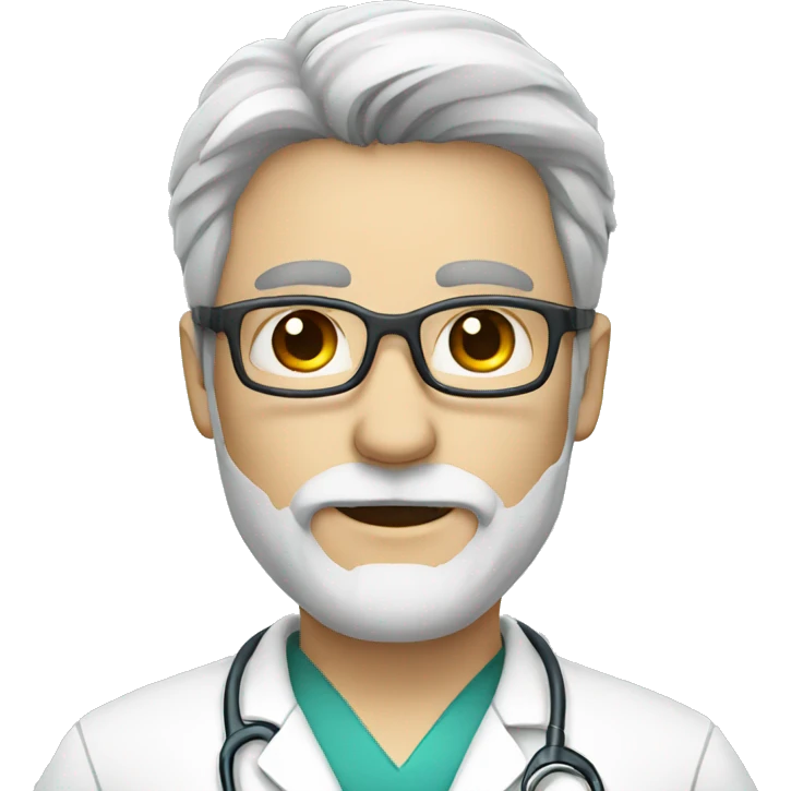 a man doctor white skin with a dark beard emoji