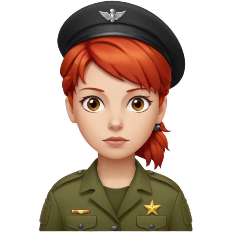 woman soldier with red hair clip emoji