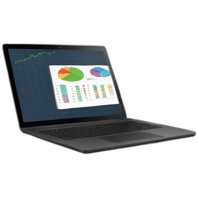 laptop with charts emoji
