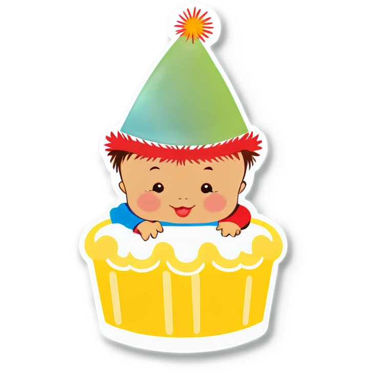 baby with birthday hat emoji