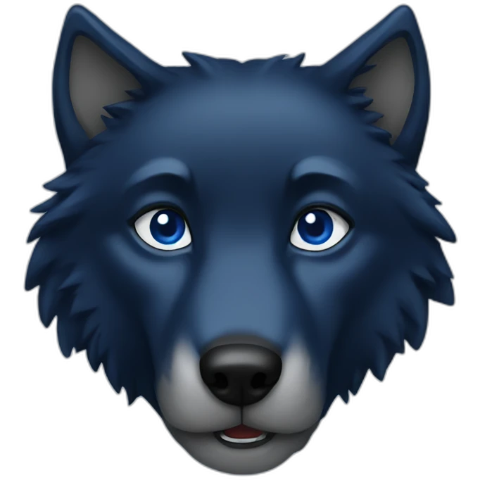 Black wolf with navy blue eyes emoji