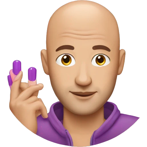 Bald man wearing nail polish emoji