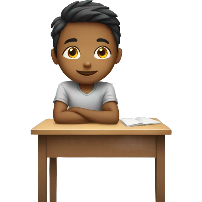 kid sitting on desk emoji