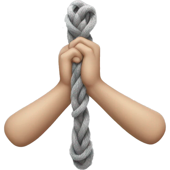emoji hands pulling a light grey rope tightly emoji