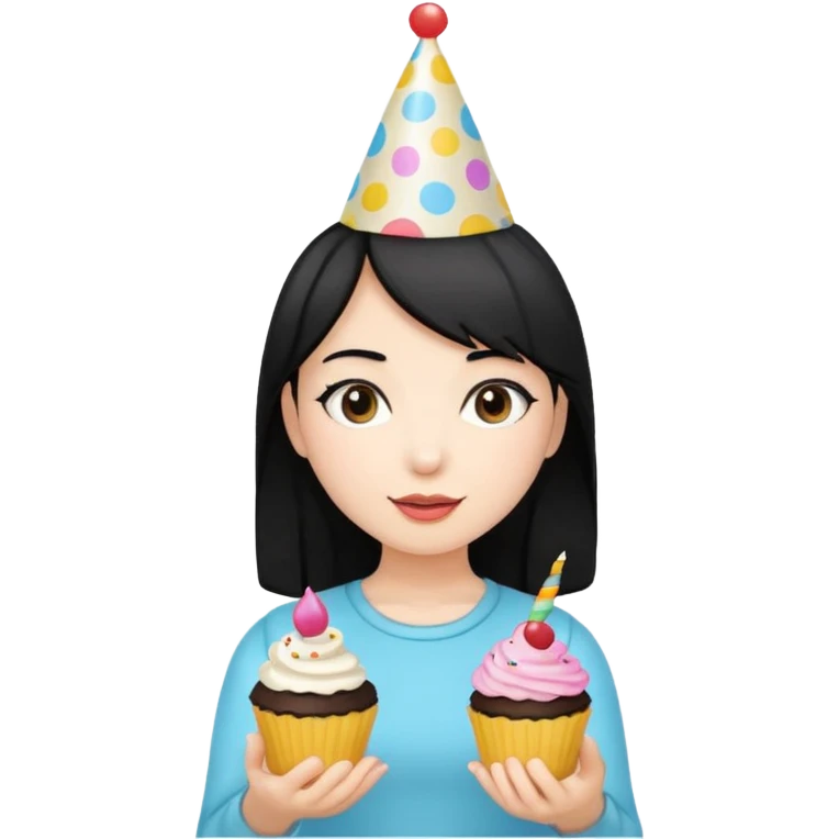 girl for birthday with black hair emoji