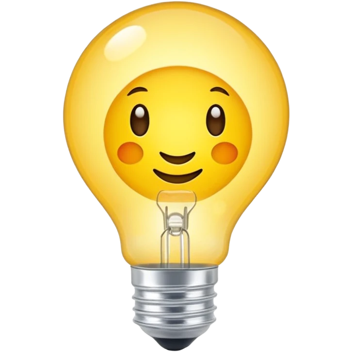 leuchtende Glühbirne, Lichtstrahlen, freundlicher Ausdruck emoji