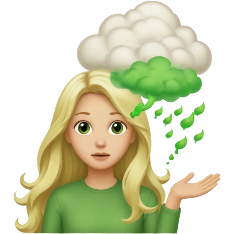 Long hair Blonde woman with green fart cloud following behind her  emoji