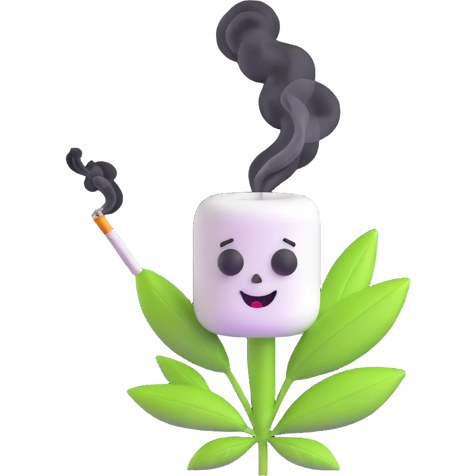 marshmallow OG character smoking weed emoji