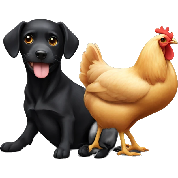 Black dog with chicken  emoji