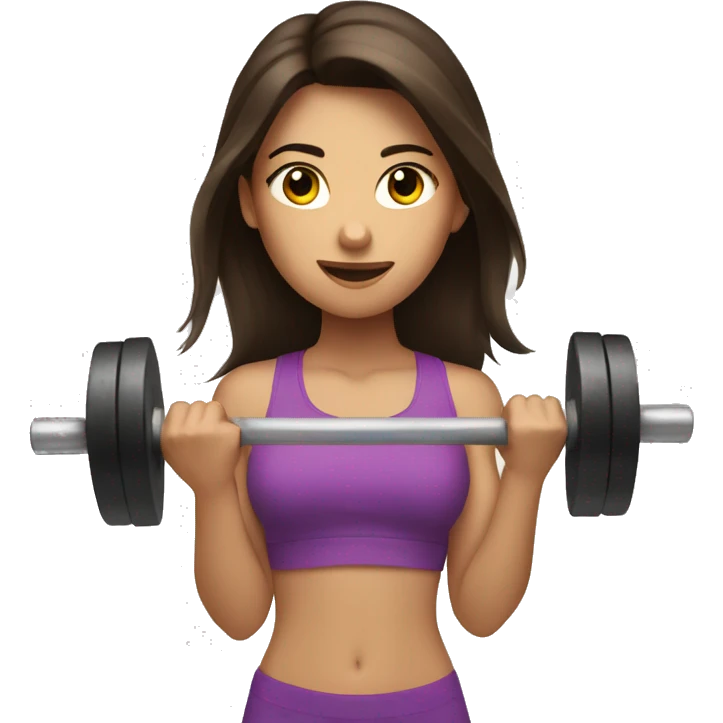 brunette girl lifting weights emoji