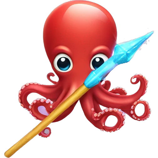 red octopus holding fairy wand emoji