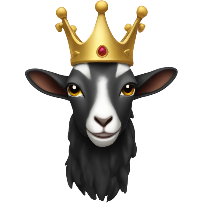 Horned goat wearing a crown and black hoodie emoji