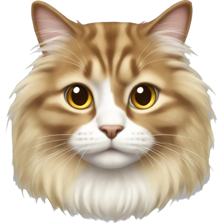 Cat with brown, blonde and white fluffy long hair emoji