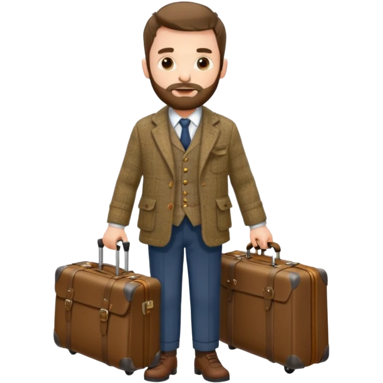 SCOTTISH MAN WITH STUBBLE BEARD TRAVELLING WITH SUITCASE AND BAGS emoji