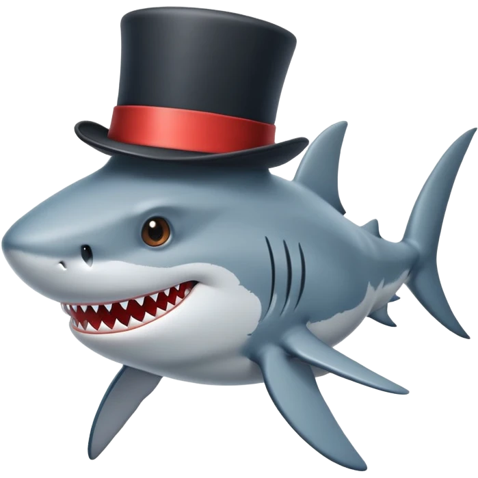 Shark with a top hat emoji