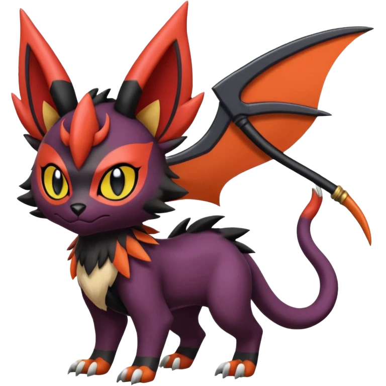 Liepard-Noivern-Litten-Sprigatito-Pokémon-fusion-creature with a scythe-shaped tail-tip (full body) emoji