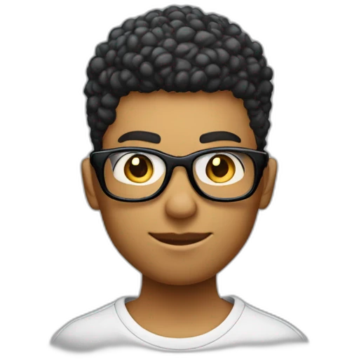 Garçon cheveux bouclés avec un taper et des lunette de sport streetwear emoji