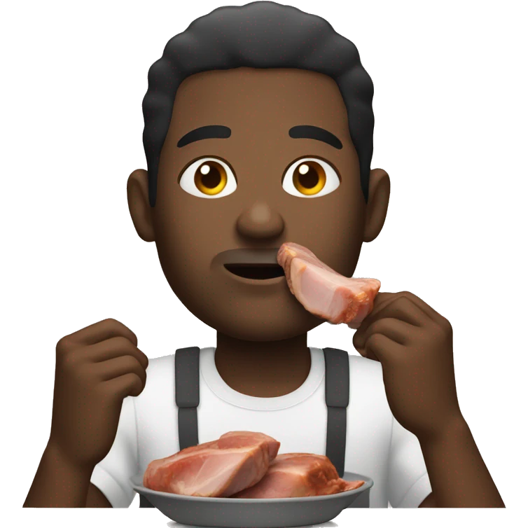 Black man eating pork chops  emoji