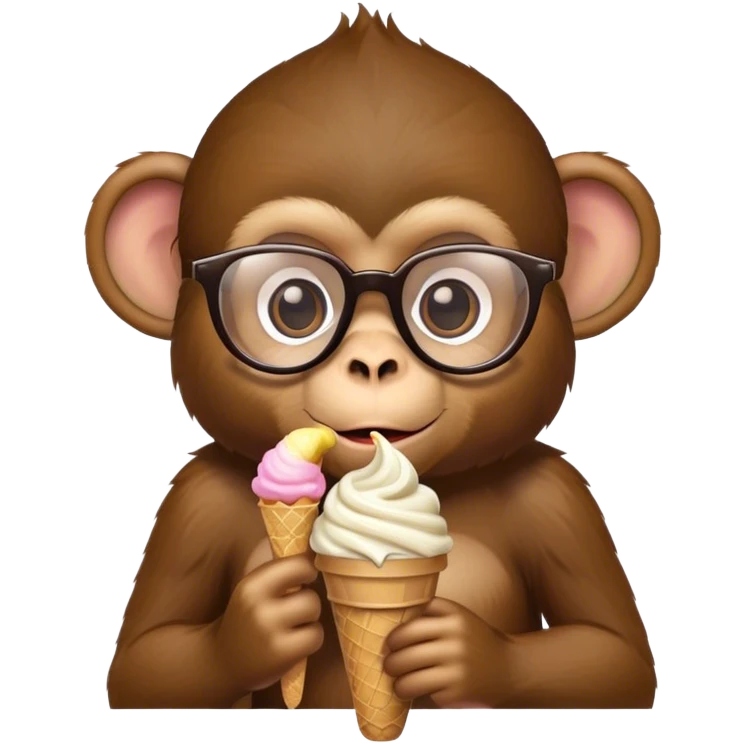 monkey holding icecream wearing glasses emoji