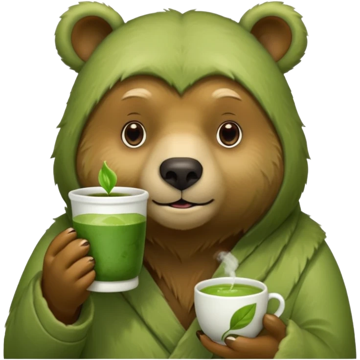 Bär hält matcha in der hand emoji