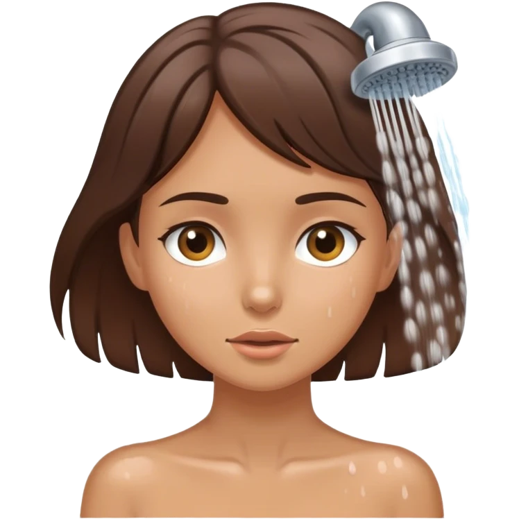 homeless pretty brunette girl using shower emoji