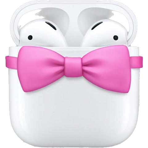 AirPod pros with a pink bow  emoji