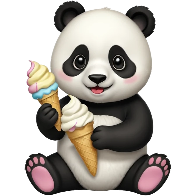 Panda eating ice cream emoji