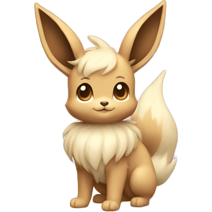 Kawaii Shiny Pastel Beige Eevee Full Body emoji