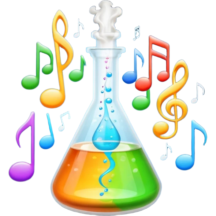 flask beaker science with music coming out emoji