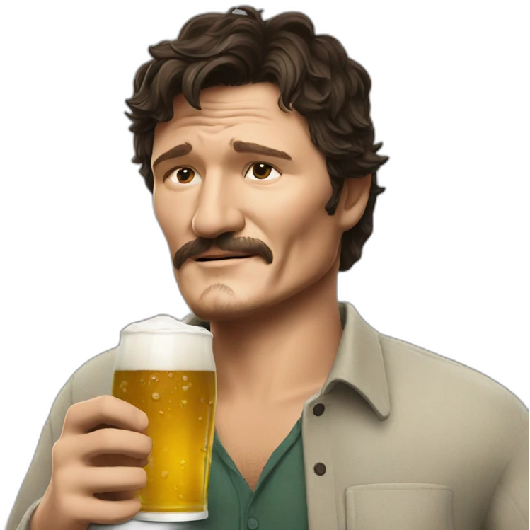 Pedro pascal drinking a beer emoji