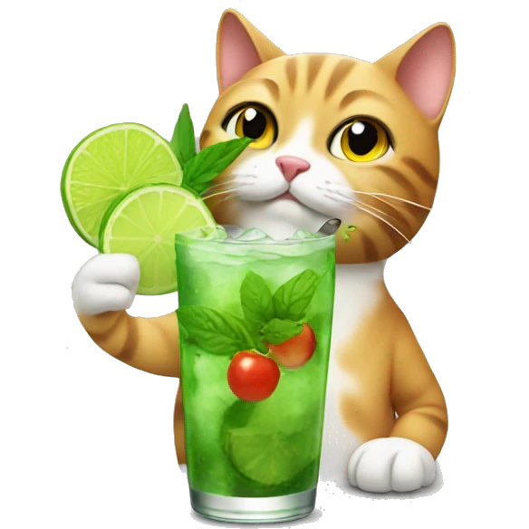 cat drinking a mojito  emoji