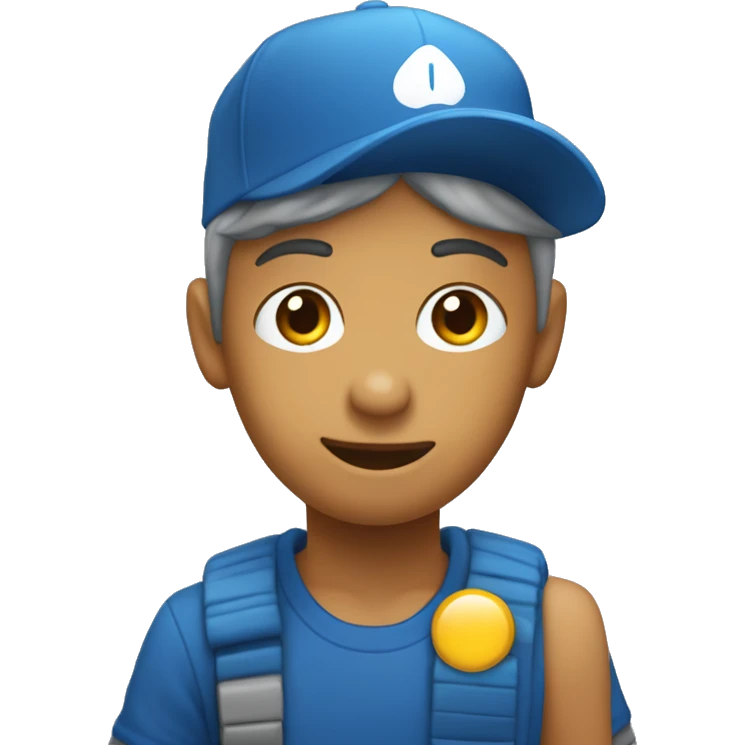 Persona levantando la mano pulgar arriba, con gorra color azul emoji