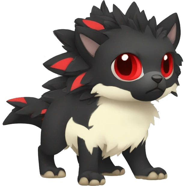 cool edgy black punk red animal hybrid Fakemon full body emoji