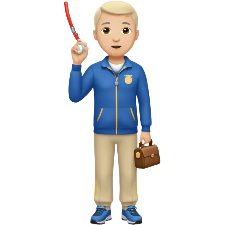 middle-aged track coach with whistle full body emoji
