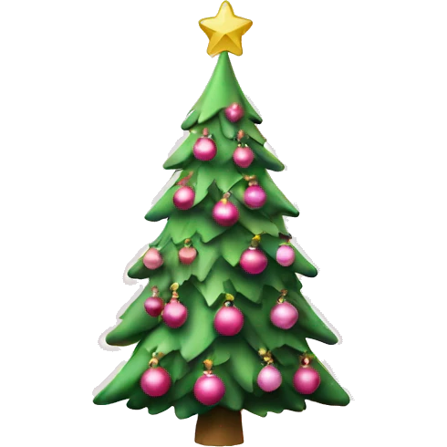a christmas tree with pink ornaments emoji