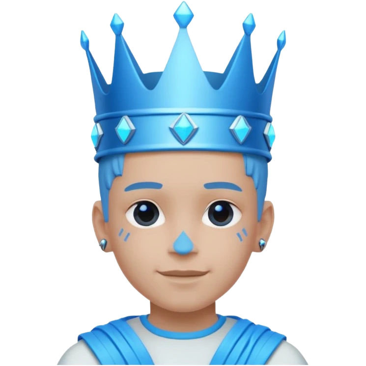 boy neon cyberpunk light blue happy crown white and blue emoji