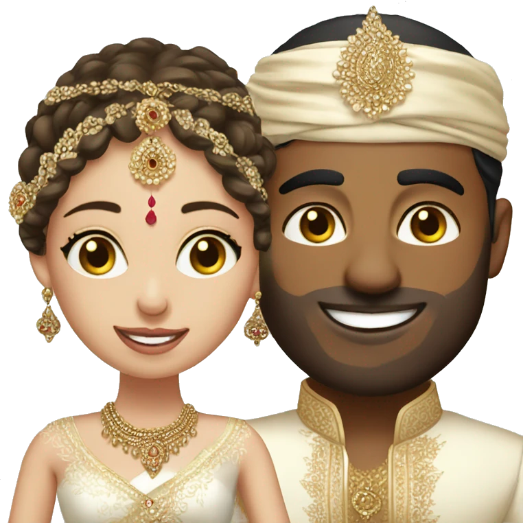 indian groom with white skinned blue eyes bride emoji