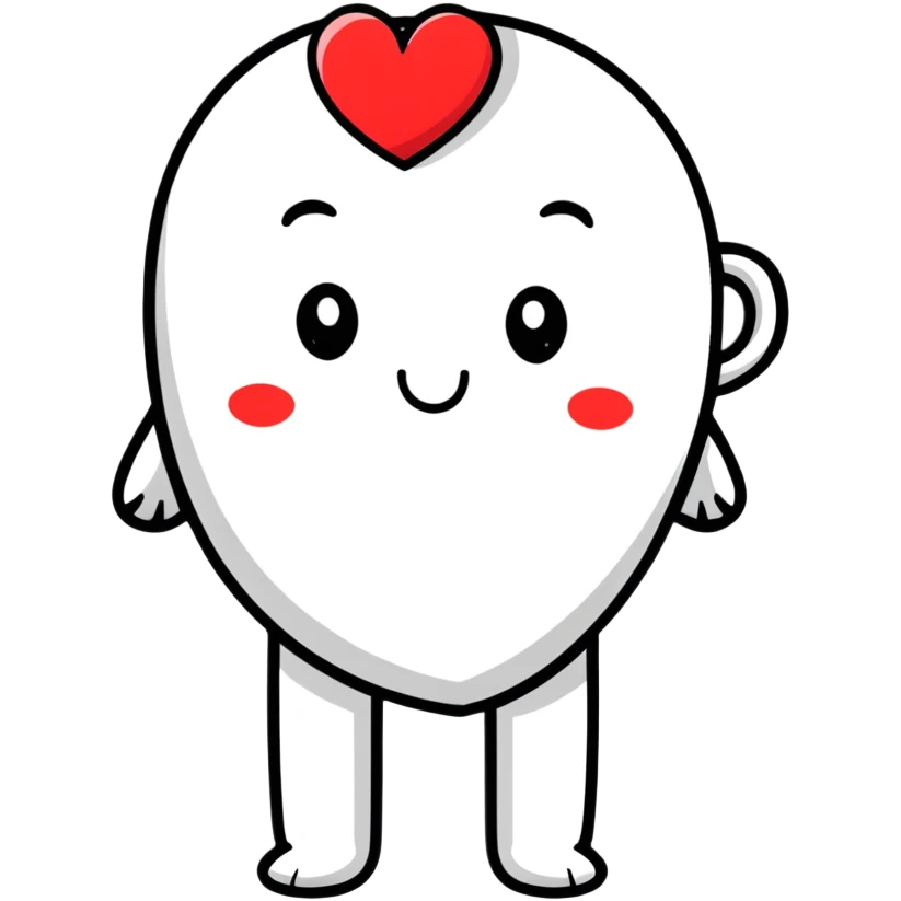 cute cartoon heart with face emoji