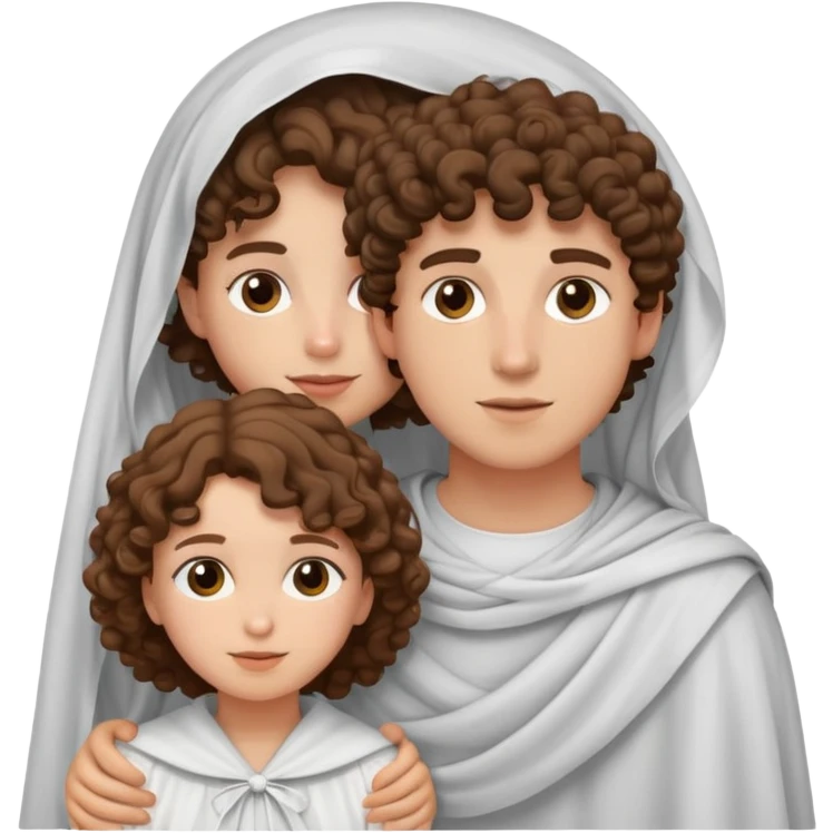 couple garçon cheveux bouclés brun peau claire avec une fille voilée  emoji