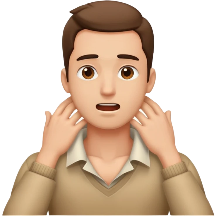 A guy with his hands around his neck crashing out emoji