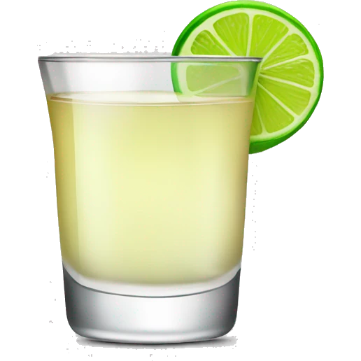 shot of tequila with a lime wedge on the rim emoji