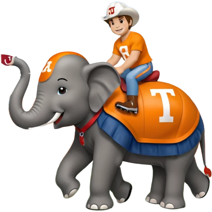Tennessee volunteer Smokey riding Alabama crimson ride elephant  emoji